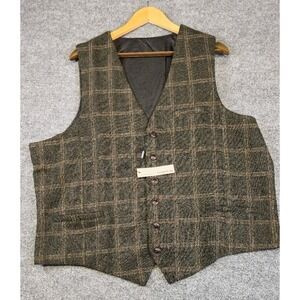 VOBOOM Men's V-Neck Suit Vest Casual Dress 6 Button Waistcoat 3XL Wool Blend